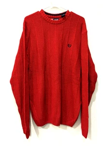 Vtg Chaps Ralph Lauren Mens Red Sweater Logo Size L Knit Pullover Crewneck Y2K - Picture 1 of 9