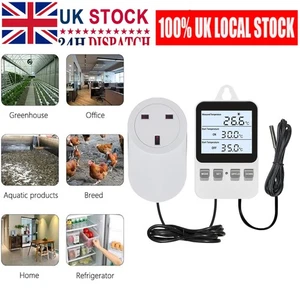Digital Plug in Thermostat Outlet Socket Heater Cooler Switch with Sensor 120V  - Bild 1 von 11