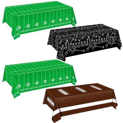 Football Tablecloth 4 Packs, Football Party Decorations, 54"X72" Plastic Tabl... - Image 1 of 4