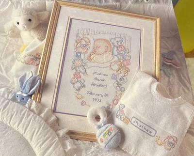 Vtg Rare True Colors BABY'S NAP TIME Cross Stitch 1992 Pattern BCL-10031 - Image 1 of 3