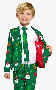Opposuits Boys Size 6 Christmas Festivity Green Full Suit Jacket Pants Tie - Picture 1 of 3