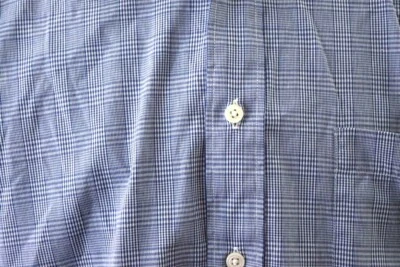 Camisa de vestir Christian Dior para hombre azul Glen a cuadros manga larga botón delantero 16 Foto 1 de 4