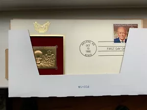 First Day of Issue Dwight David Eisenhower 22kt Gold Replica Stamp USA 25 Cent - Picture 1 of 4
