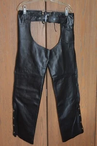 Leather Limited Brand Women’s Black Leather Riding Motorcycle Chaps Size M - Picture 1 of 5