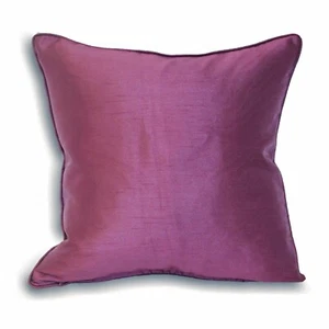 Hamilton McBride Dupion Faux Silk Classic Aubergine 17" Plain Cushion Covers - Picture 1 of 1