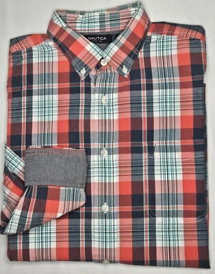 Camisa masculina Nautica manga longa xadrez botão frontal tamanho grande - Excelente estado usado - Imagem 1 de 2