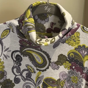 SIGRID OLSEN Paisley Gray Turtleneck - Picture 1 of 6