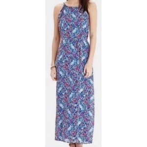 Old Navy Bird Floral Maxi Dress Size Medium Cottagecore Folk Boho Coastal Summer - Picture 1 of 6