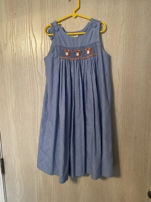 amanda remembered Handmade Children Cloth Dress Girls Size 6 Blue White  - Image 1 of 4