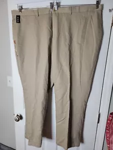 New Men's Big & Tall Khaki Haggar Flat Front Comfort Waist Khakis Size 54x32 - Picture 1 of 5