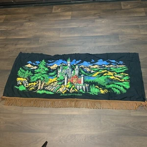 Tapiz decorativo vintage pintado a mano 27x60 pulgadas castillo Neuschwanstein Baviera - Imagen 1 de 4