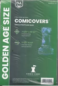 Comic Care Golden Comic Polypropylene Bags 7-3/4" x 10 1/2" Plus 1 1/2" Flap - Picture 1 of 1