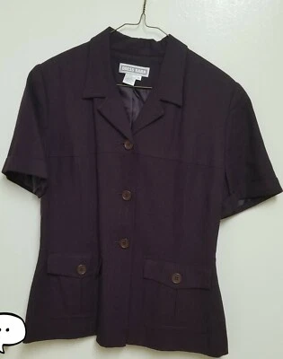 Dressbarn женщин Blazer, льняной смеси фиолетовый кнопка спереди короткий рукав размер 10 - Изображение 1 из 4
