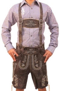 Men's Bavarian Tratchen Lederhosen Pant German Oktoberfest  Suede Leather Pants - Picture 1 of 5