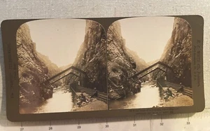 1901 White PERFEC Stereoview - (Hanging Bridge) Royal Gorge Canon City Colorado - Picture 1 of 3
