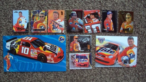 Lot of 11 different - Ricky Rudd #10 " TIDE - DOWNY " NASCAR CARD'S & POSTCARD Cover