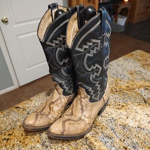 Cowtown Boots Python Snake Skin Leather Western Cowboy Riding Boots Women's 8.5 - Picture 1 of 16