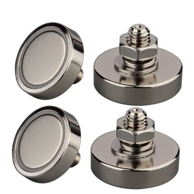 MUTUACTOR 4PC Strong Neodymium Round Pot 90LB Magnet D32mm M8 Male Threaded Stud Mounting
