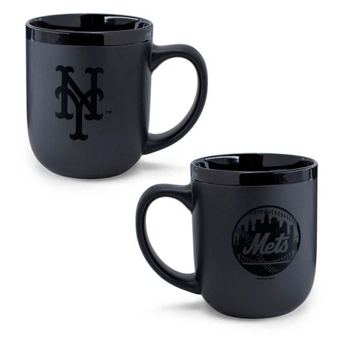 New York Mets 17oz Matte Black Coffee Mug New & Officially Licensed Cover