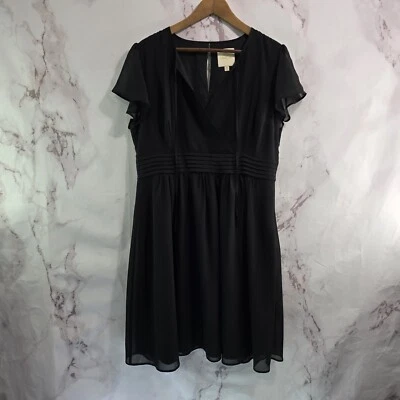 Vestido ModCloth para mujer XL negro mini cuello en V columpio caprichoso corbata gótica frontal ojo de cerradura  Foto 1 de 4