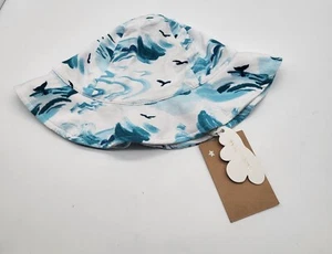 ANGEL DEAR Baby Toddler Bamboo Viscose Bucket Sun Hat Blue White Waves Birds NWT - Picture 1 of 3