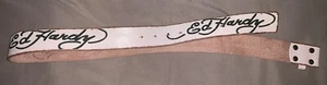Vintage Womens Ed Hardy Genuine Leather Belt Size L No. EH7001 NO BUCKLE - Picture 1 of 5