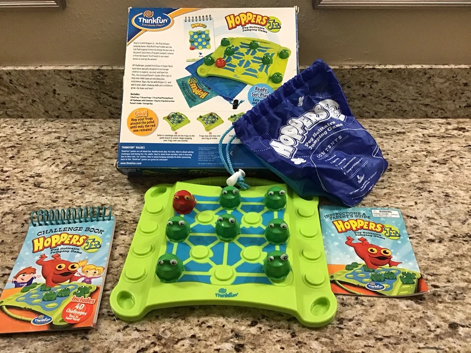 Used Thinkfun Hoppers Jr Peg Solitaire Jumping Game STEM Preschool 2008 - Image 1 of 4