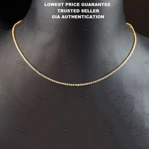 Collar de tenis de diamantes genuinos de 2,07 quilates de oro amarillo de 14 quilates de 15 pulgadas vendedor de EE. UU. - Imagen 1 de 11