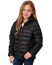 Roper Girls' Solid Crushable Parachute Zip-Front Hooded Nylon Jacket  Black