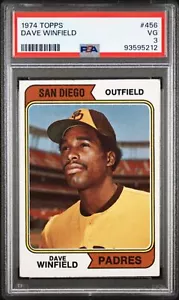 Graded 1974 Topps Dave Winfield #456666 Rookie RC Baseball Card PSA 3 VG - Picture 1 of 2