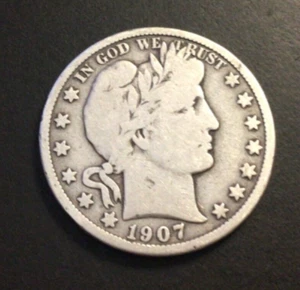 1907-D Barber Silver Half Dollar, VF+ Details. Sharp! G88 - Picture 1 of 2