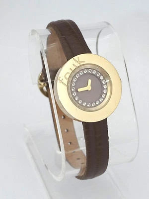 Reloj para mujer Fcuk Time F2V357 caja tono dorado esfera cristalina y púrpura correa de cuero Foto 1 de 4
