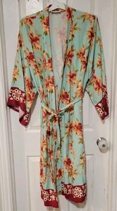 Weiche Umrandung Blumen Kimono Ärmel Morgenmantel Staubtuch Übergröße 2XL - Bild 1 von 5