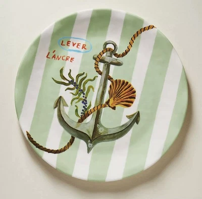 NUEVO Plato de postre Anthropologie Nathalie Lete By The Sea melamina ANCLA VERDE Foto 1 de 4