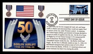 DR WHO 1998 FDC WWII 50TH ANIV BERLIN AIRLIFT RRAGS CACHET M58343 - Picture 1 of 2