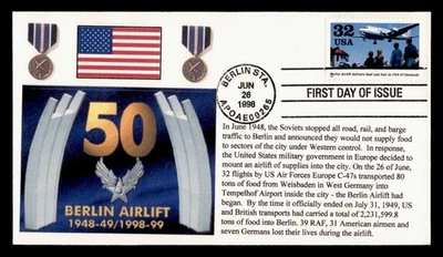 DR WHO 1998 FDC WWII 50TH ANIV BERLIN AIRLIFT RRAGS CACHET M58343 - Image 1 of 2