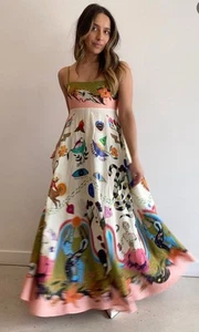 Maxi Vestido Solero Largo de Lino Alemais Evergreen AU 10 US 6 Verano Boda Carreras - Imagen 1 de 18