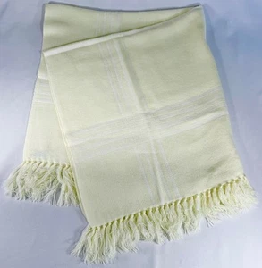 Churchill Weavers handgewebte Babydecke gelb weiß Fransen 36" Acryl  - Bild 1 von 3