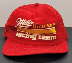 Vintage Miller High Life Snapback Racing Team Indy Car Mesh Back Trucker Hat Cap - Picture 1 of 10