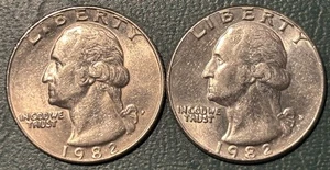 1982P & 1982D Washington Quarter US 25C Coin Lot of 2 Key Date AU/BU - Picture 1 of 2