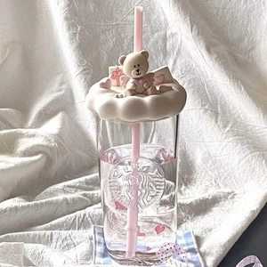 Taza de vidrio rosa 16 oz I Love You Heart Bear Starbucks 2025 China 520 venta caliente - Imagen 1 de 5