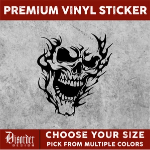 SKULL FLAMING [VINYL STICKER]-for Car/Truck WINDOW-LAPTOP-FOLDER-U PICK COLR/SZE - Bild 1 von 6