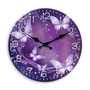 Butterfly Wall Clocks for Living Room Purple Wall Clock for 14 Inch Purple1 - Picture 1 of 8
