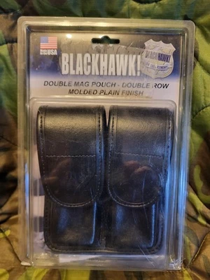 Blackhawk! Black Double Mag Pouch Double Row Molded Plain Finish New Old Stock - Image 1 of 3