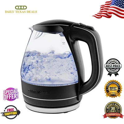 1.5L Borosilicate Glas Electric Kettle Water Boiler Auto Shut Off BPA Free Black - Image 1 of 4