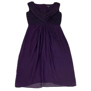 Adrianna Papell Sheath Dress Women’s Size 8 Purple Sheer Overlay 100% Silk - Picture 1 of 5