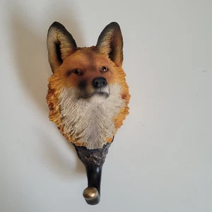 Wandhaken Rotfuchskopf Resin handgeschnitzt handbemalt schön unsigniert siehe Beschreibung! - Bild 1 von 20