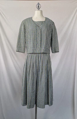 Conjunto de terno xadrez vintage início dos anos 1960 Lynbrook Seersucker 3 peças tamanho M excelente condição - Imagem 1 de 4