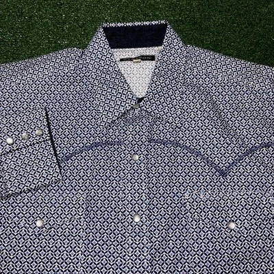 Stetson Pearl Snap Shirt Long Sleeve Geometric Western Mens XL - Image 1 of 4