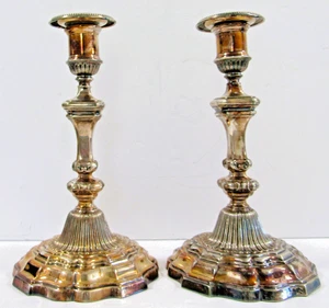 Matched Pair of Antique Silver Plated Candlesticks Marked to Base - Picture 1 of 14